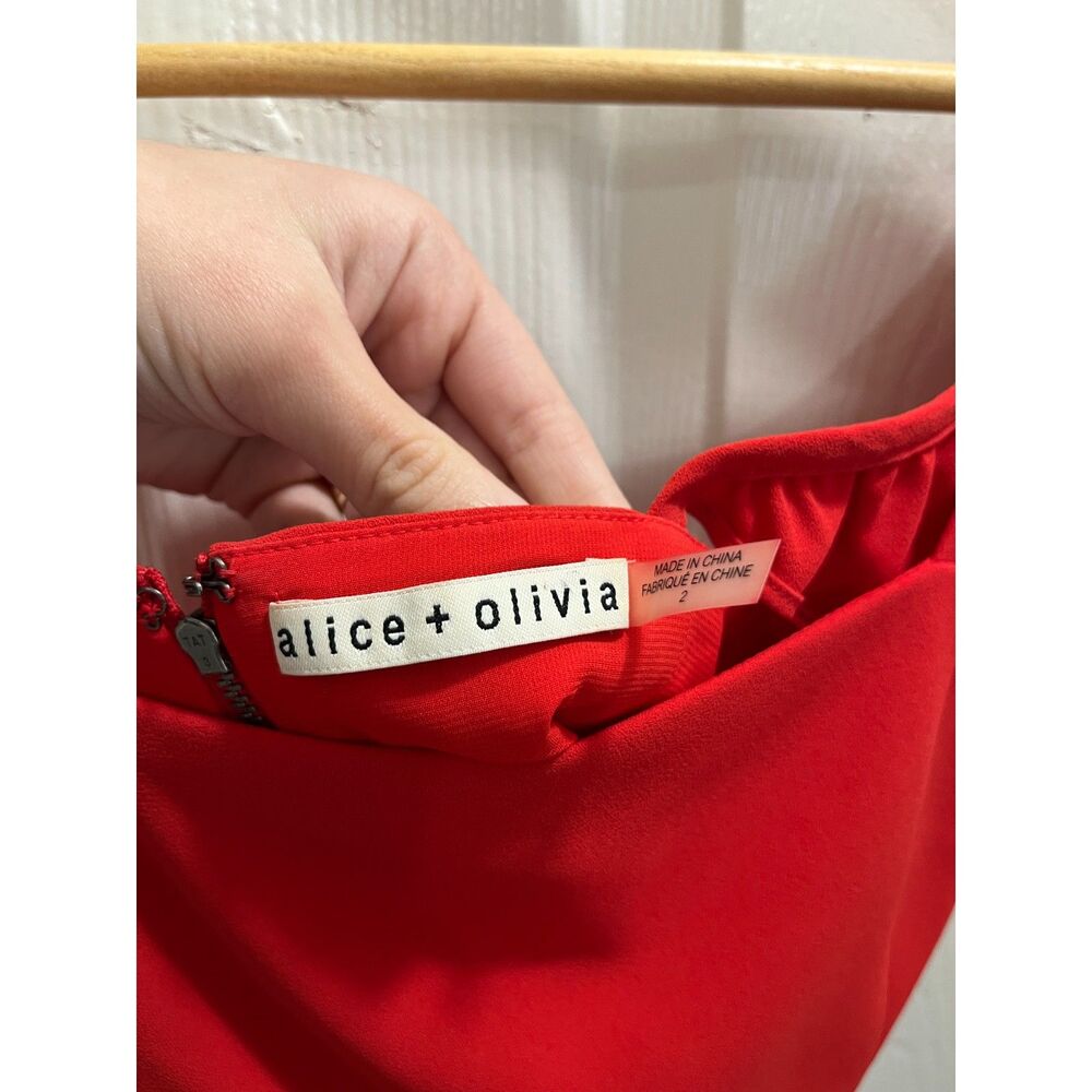 Alice + Olivia Red Flutter Ruffle Sleeve Crop Top Size 2 Classy Elegant - Picture 4 of 8